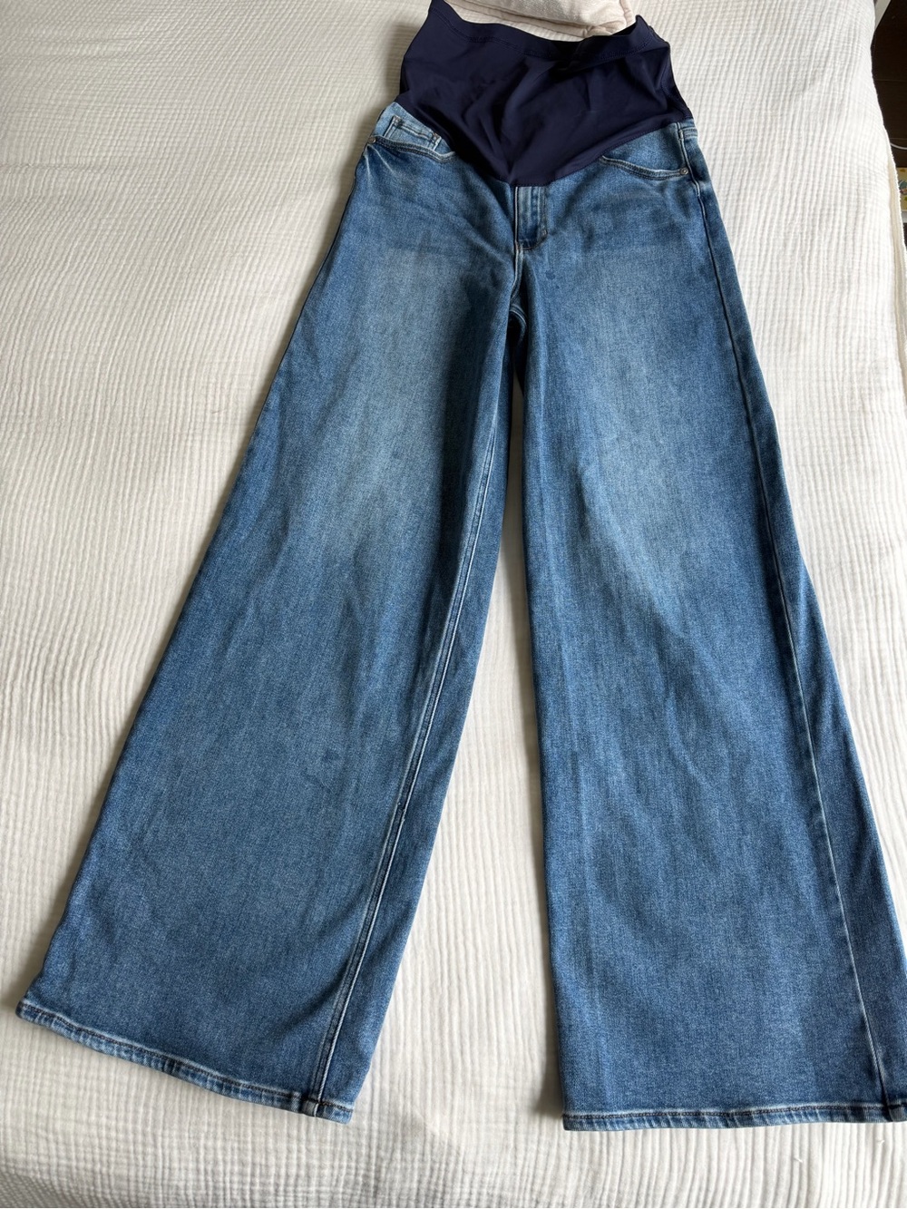 Pink Blush Wide Leg Maternity Jeans - Never Worn